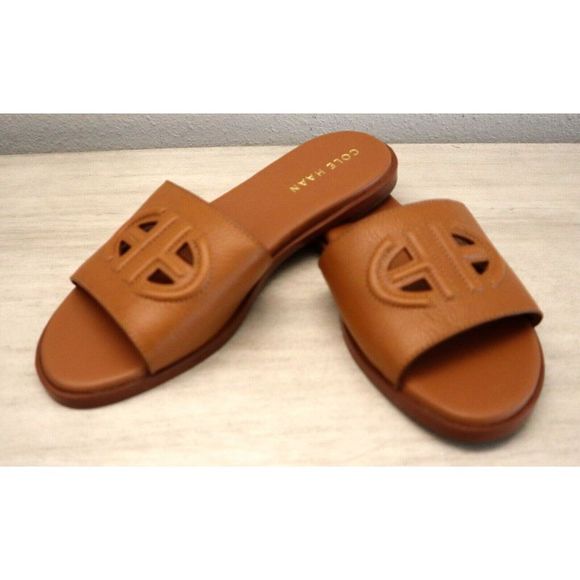Cole Haan W27705 Women's Sz 6B Pecan Brown Flynn Logo Slide Sandals - Picture 1 of 6